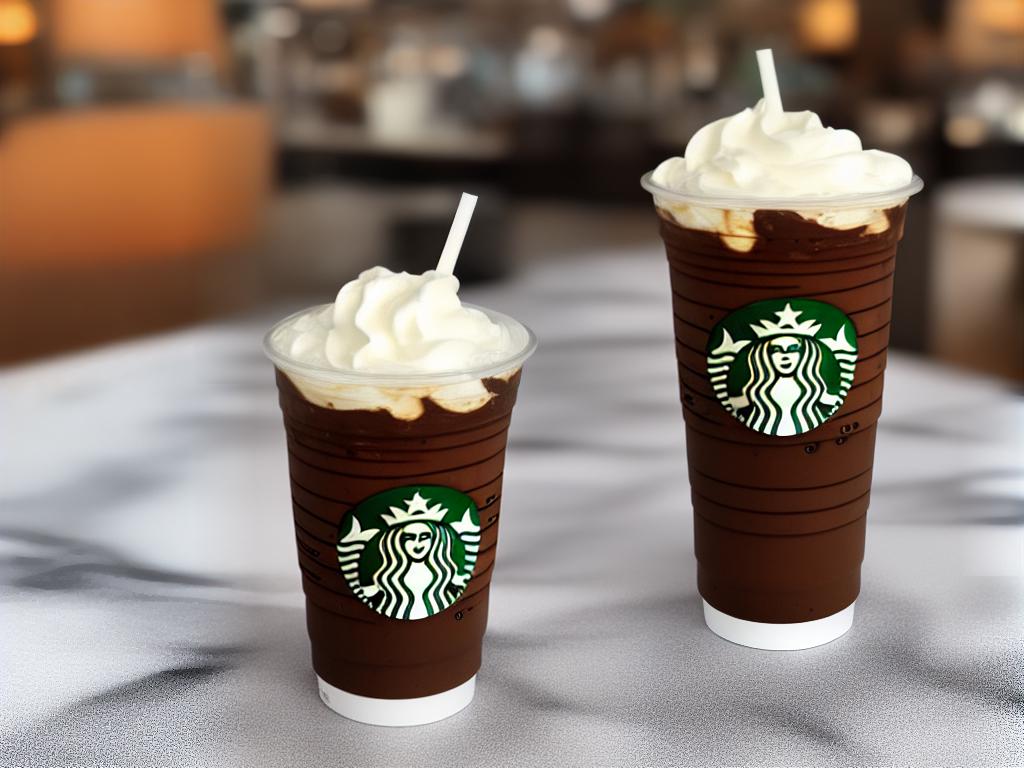 A picture of a cold, refreshing Iced Chocolate from Starbucks with whipped cream on top in a clear plastic cup.