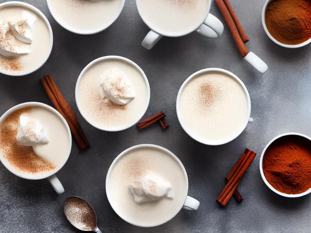 A hot cup of creamy Chai Tea Latte topped with foamed milk and cinnamon powder.