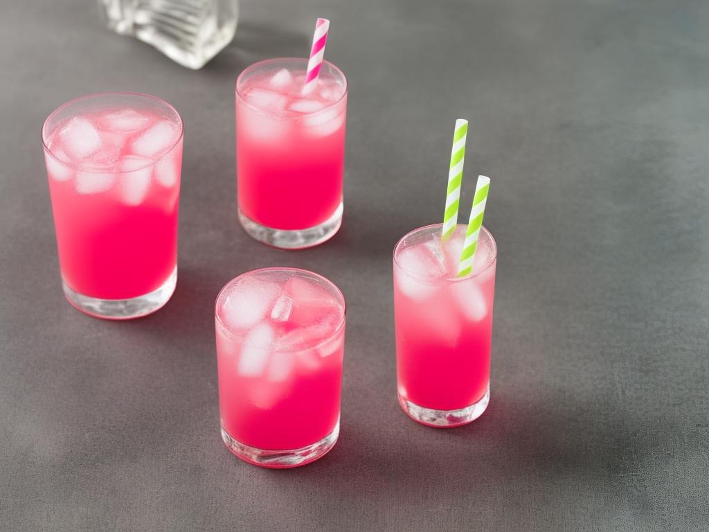A refreshing pink drink with a straw on a hot summer day.