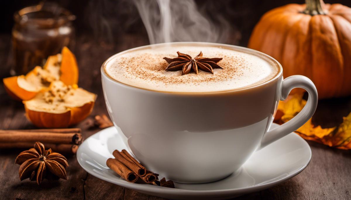 Image of a steaming cup of Pumpkin Spice Chai Tea Latte.