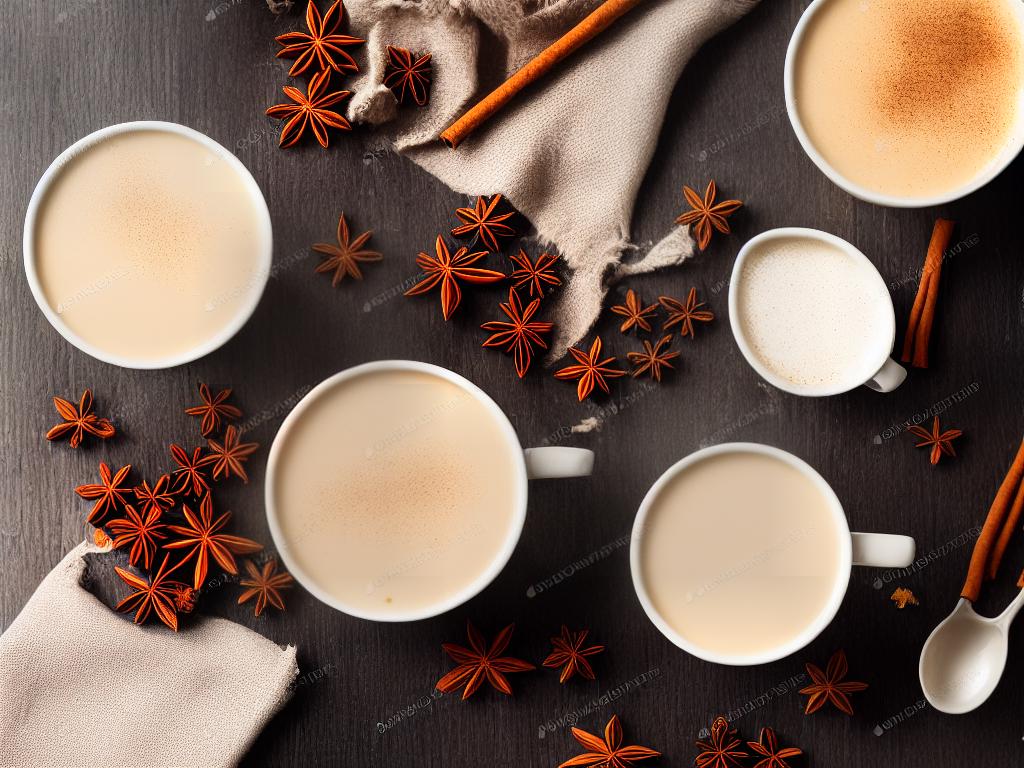A cup of chai tea latte with creamy milk and spices. It is a warm, comforting drink that many people enjoy all over the world.