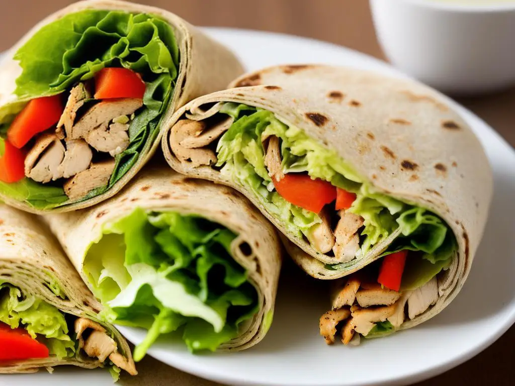 Starbucks Chicken Caesar Wrap with grilled chicken, Caesar salad mix, whole wheat tortilla and nutritional information