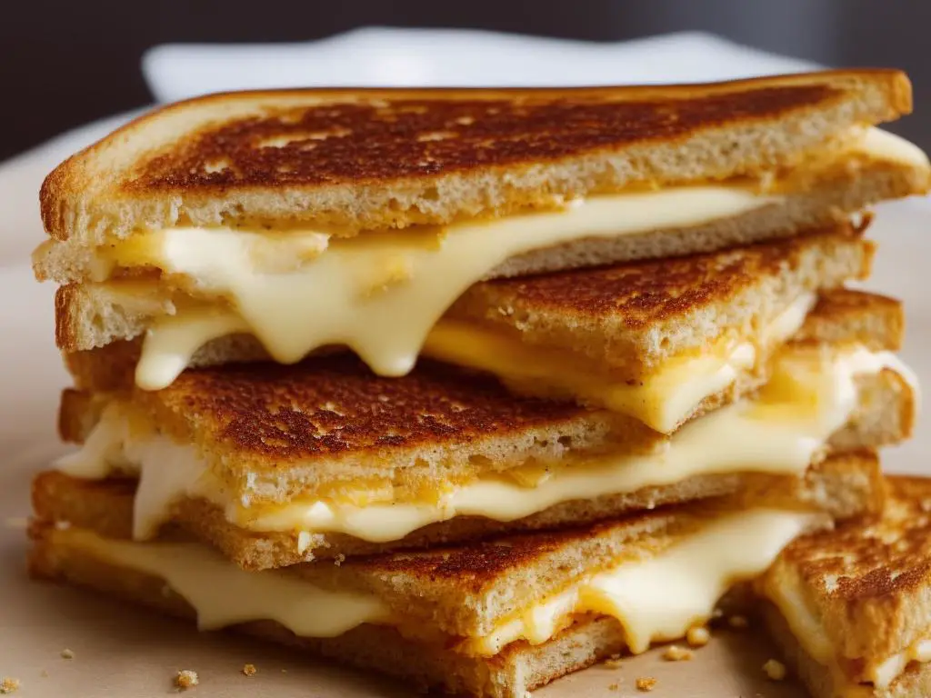 a photo of Starbucks Five Cheese Toastie sandwich with melted cheese and golden crust
