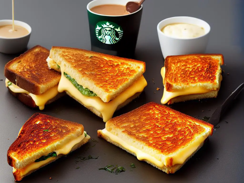 Image of the Starbucks Five Cheese Toastie, highlighting its melted cheese and grilled bread.