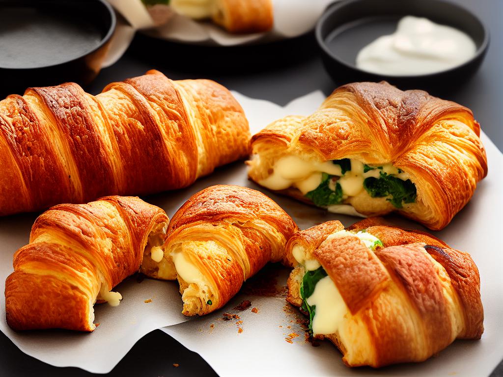 A delicious Starbucks Ham and Cheese Croissant ready to be eaten.