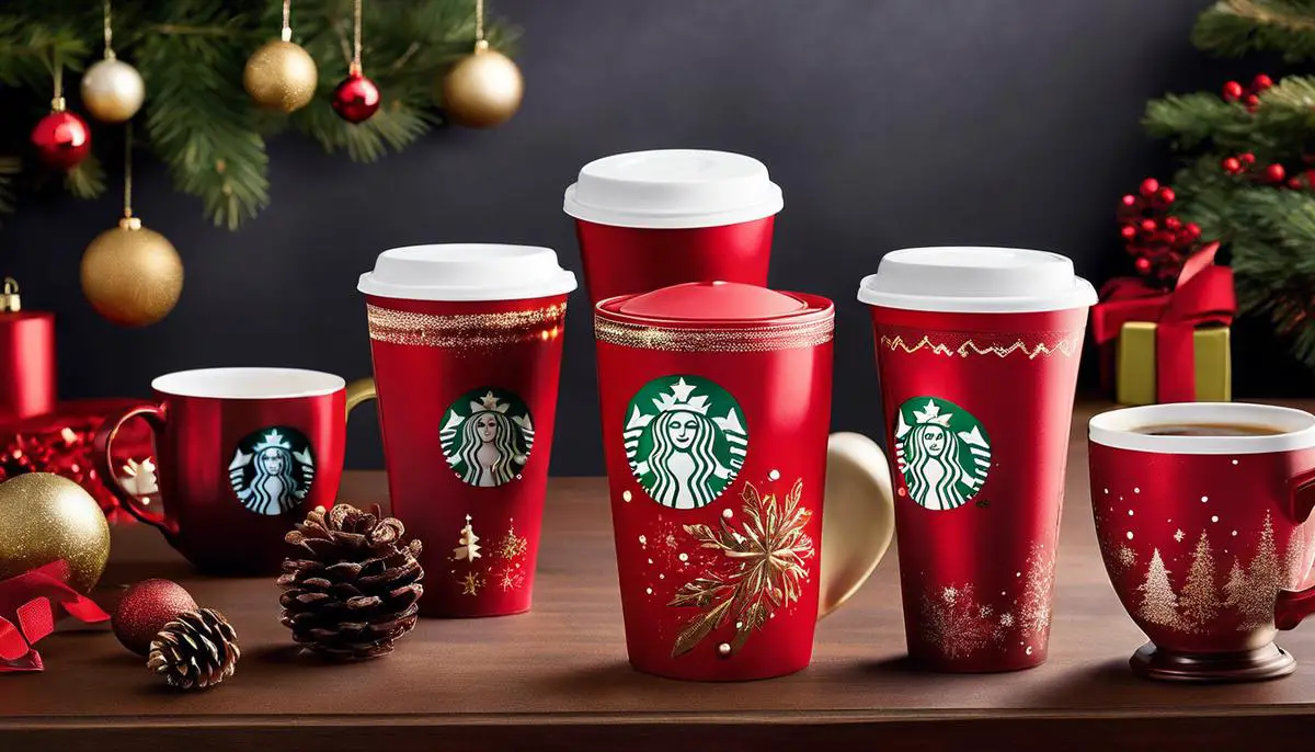 A cup of Starbucks holiday blend surrounded by festive decorations, evoking a sense of warmth and celebration in the holiday season.