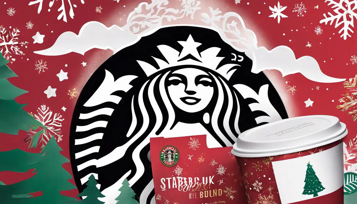 Starbucks holiday blend packaging featuring stylish cup designs and holiday-themed illustrations, reflecting the festive spirit of the season while promoting sustainability.