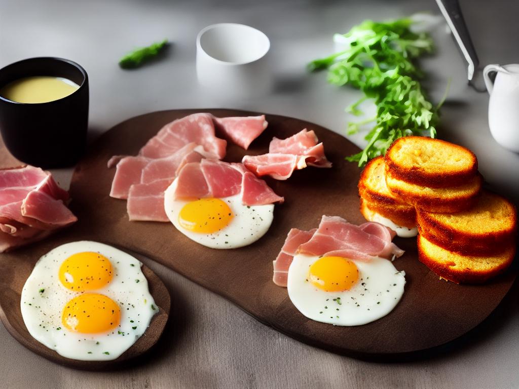 A Starbucks Sous Vide Egg Bite with melted cheese and diced ham on a wooden table