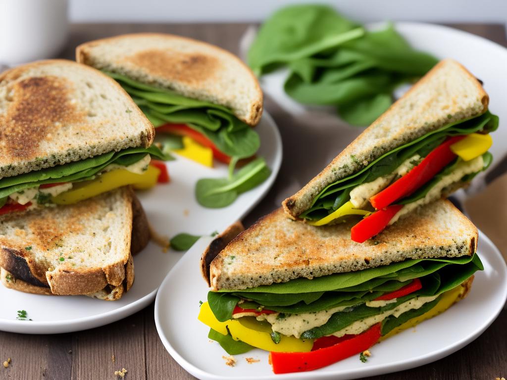 The Vegan Mediterranean Veggie and Hummus Panini at Starbucks Europe, served on whole-grain bread and filled with chargrilled peppers, courgette, baby spinach, dairy-free cheese, and hummus, drizzled with pesto and seasoned with spices.
